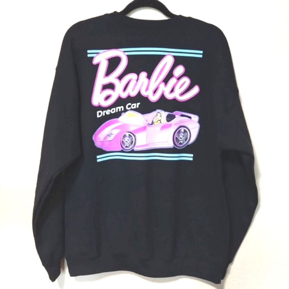 NEW! Barbie Dream Car Black Pullover Sweatshirt Size Large Unisex